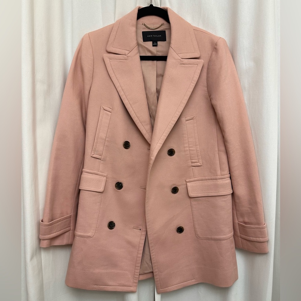 Ann Taylor Light Pink Double-Breasted Pea Coat